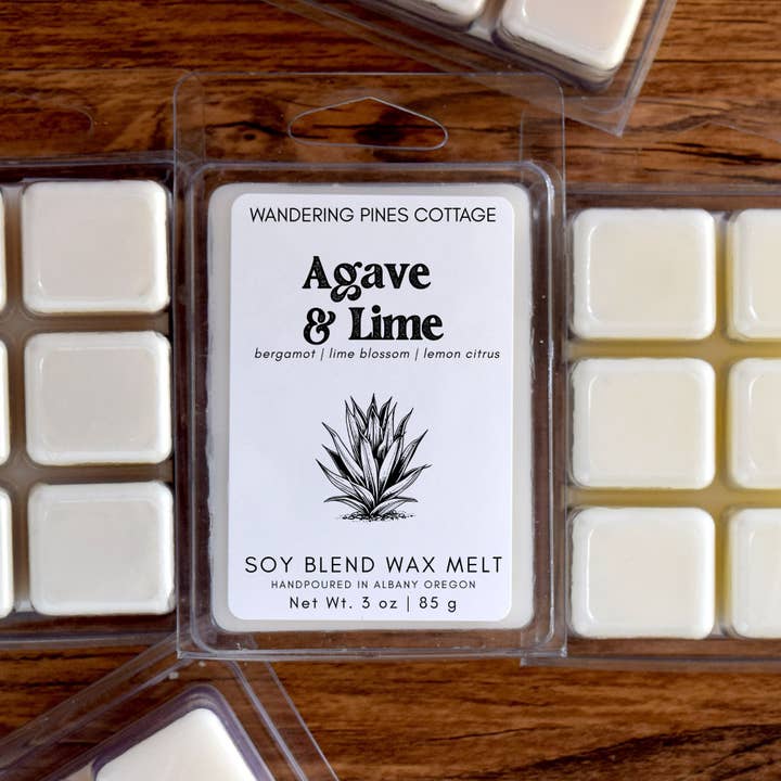 Agave and Lime Wax Melts Clamshell - 3 oz for wholesale by Wandering Pines Cottage