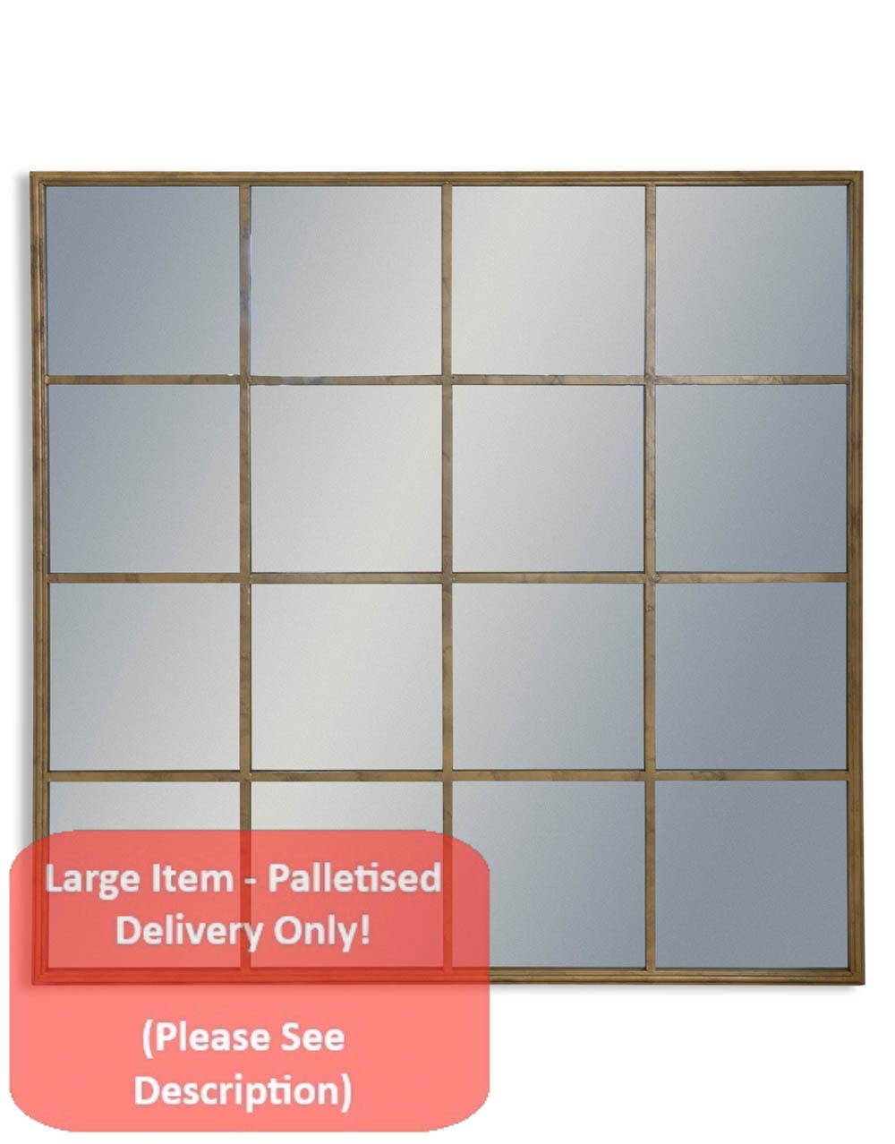 McGowan & Rutherford Ltd - Wholesale Wall Mirror - Large Antiqued Gold Square Metal Window Mirror0