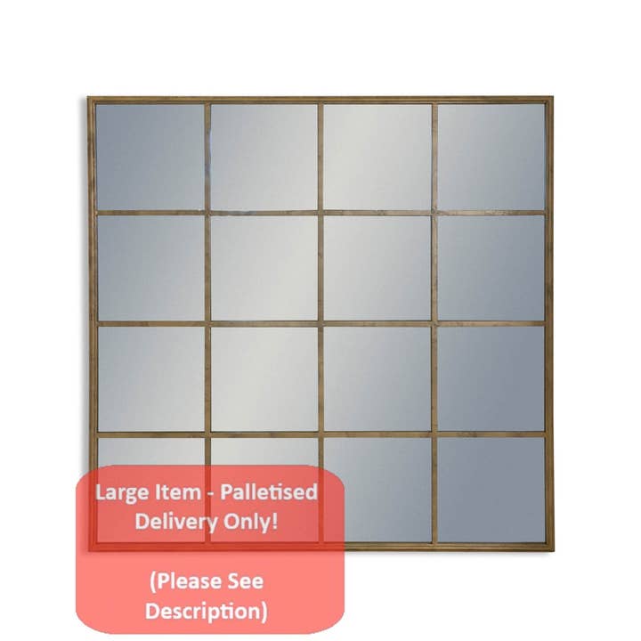 McGowan & Rutherford Ltd - Wholesale Wall Mirror - Large Antiqued Gold Square Metal Window Mirror