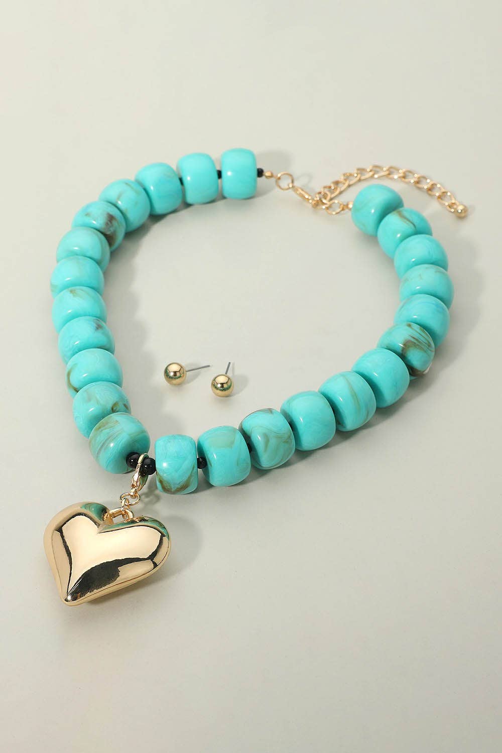 anbfashion – wholesale Beaded/pearl necklace – PUFFY HEART PENDANT BEADED NECKLACE 7