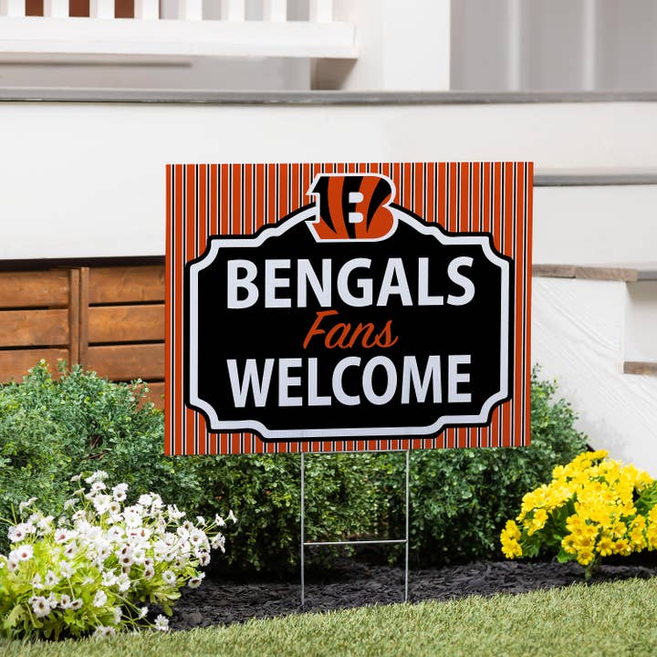 Cincinnati Bengals Coroplast Yard Sign, "Fans Welcome" for wholesale by Evergreen Enterprises