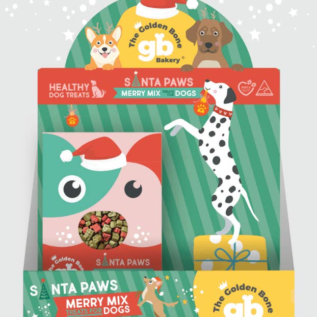 Santa Paws Merry Mix Christmas Dog Treats for wholesale by The Golden Bone Bakery