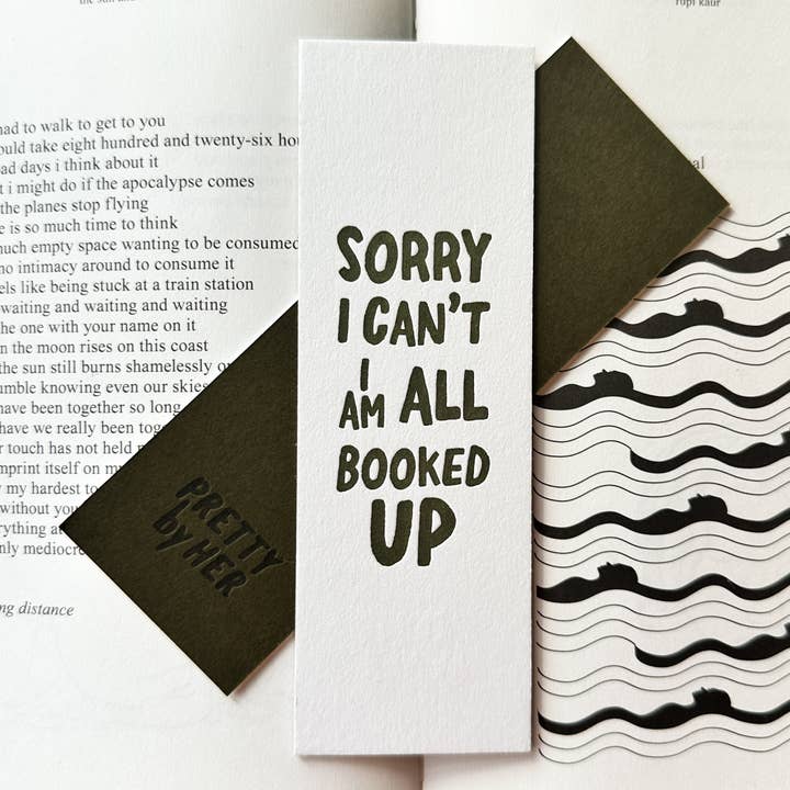 All Booked Up Letterpress Bookmark for wholesale by Pretty by Her