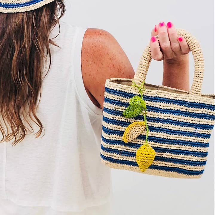 Ciondolo per borsa in rafia al limone per la vendita all'ingrosso da parte di Baldiz