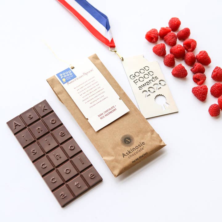 Askinosie Chocolate - Wholesale Chocolate Bar - Dark Chocolate + Red Raspberry Bar (POP of 15)
