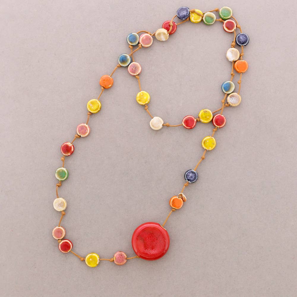 Sonata – wholesale Snap-smycken – Lång halsband med keramiska medaljonger6