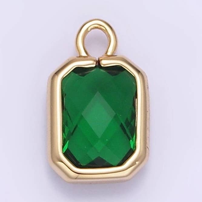 Piccolo Ciondolo 4X8mm Verde Smeraldo Taglio Principessa CZ Quadrato Montatura Oro Taglio Bordo Piccolo Ciondolo Collana Bracciale Orecchino Accessorio E-867 per la vendita all'ingrosso da parte di Aim Eternal