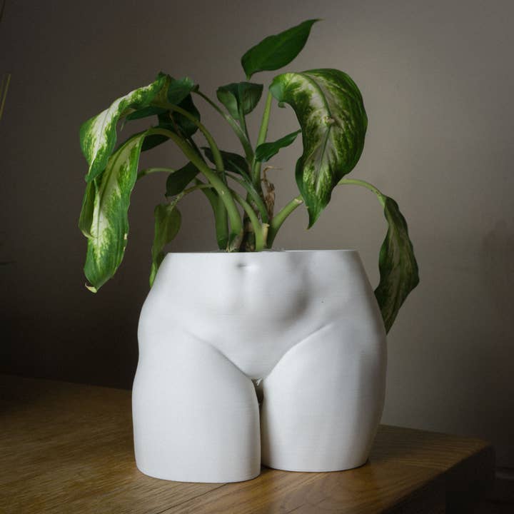 Kurvy kvinna Booty Planter, Plus Size Body - 3D tryckt, vit för wholesale av alterly