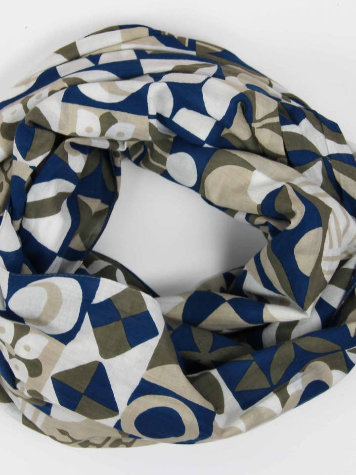 Organic Cotton Scarf Bergen Marine Navy for wholesale by Les Belles Vagabondes
