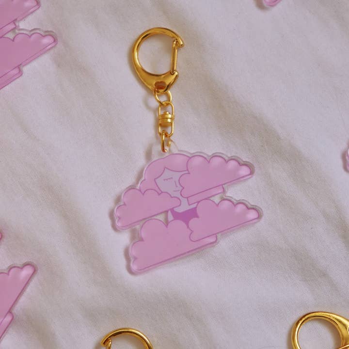 Day Dreamer Studios – Großhandel Schlüsselanhänger – Damen – Kopf in den Wolken | Goldener Schlüsselanhänger aus Acryl3