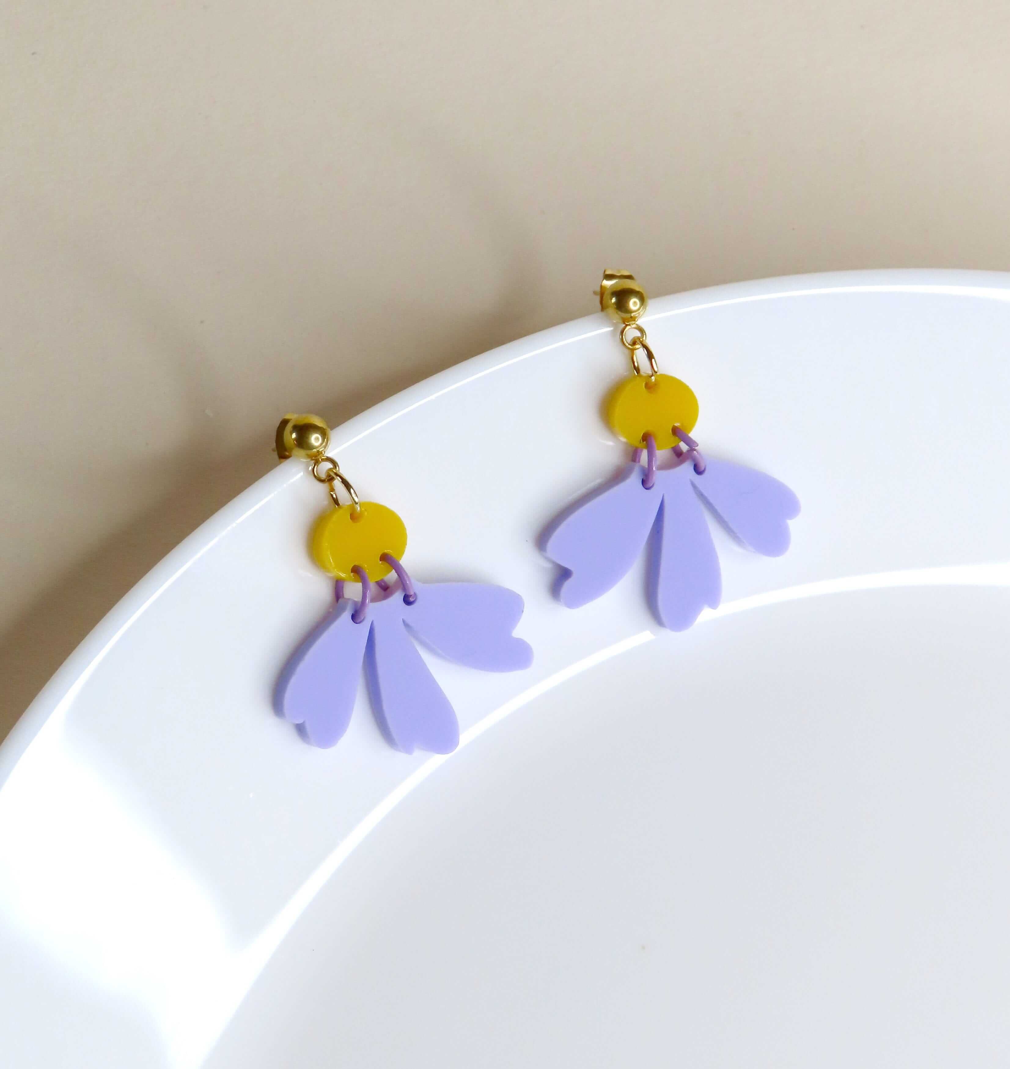 Niemalsmehrohne - Wholesale Dangle Earrings - Lilac aster earrings2
