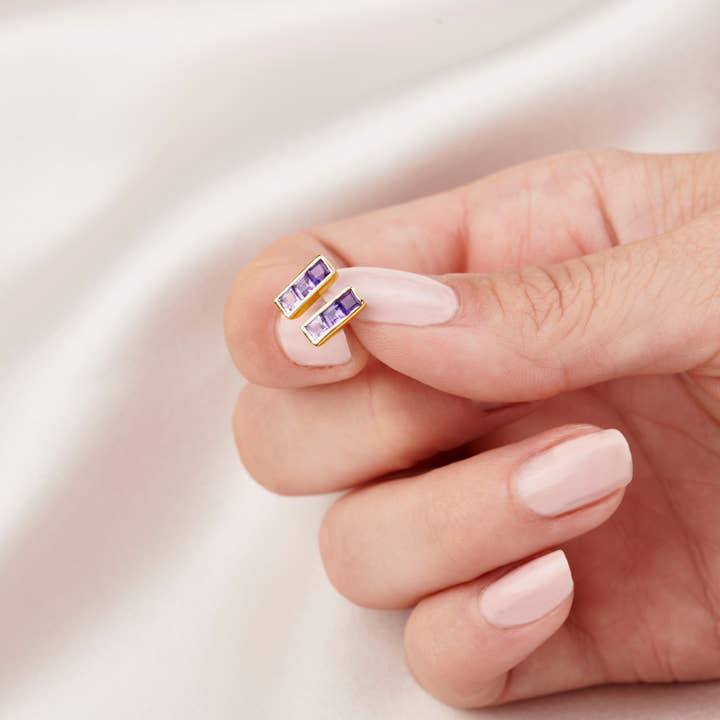 OMBRE GEMSTONE STUD EARRINGS IN GOLD VERMEIL for wholesale by Fool's Gold Jewellery