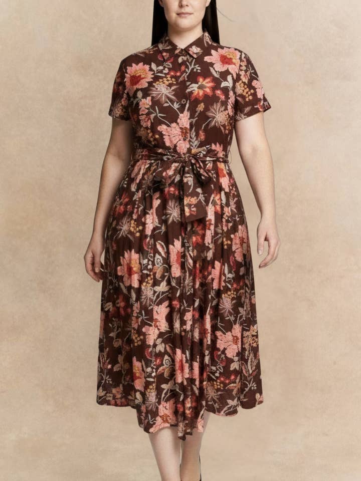 Robe Chemise Midi Augustine Imprimé Floral pour la vente par ANNICK