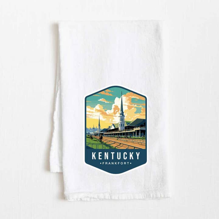 Torchon de cuisine illustré de l'État du Kentucky Vintage - 36” x 32” pour la vente par Towel Town
