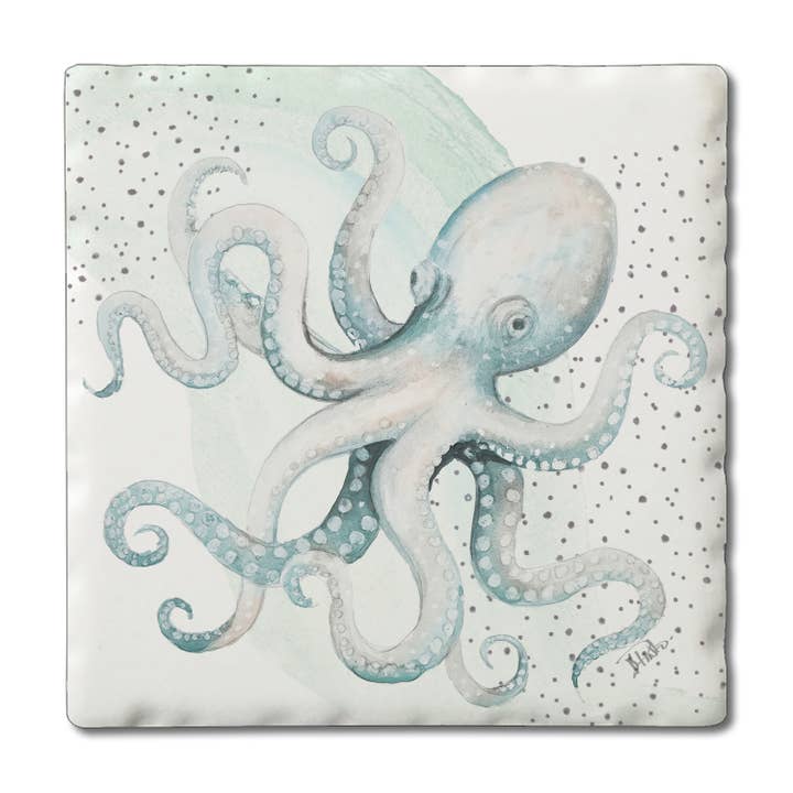 CounterArt/Highland Home/Thirstystone/CoasterStone - Wholesale Coasters - "Octopus" Single Absorbent Stone Tumbled Tile Coaster
