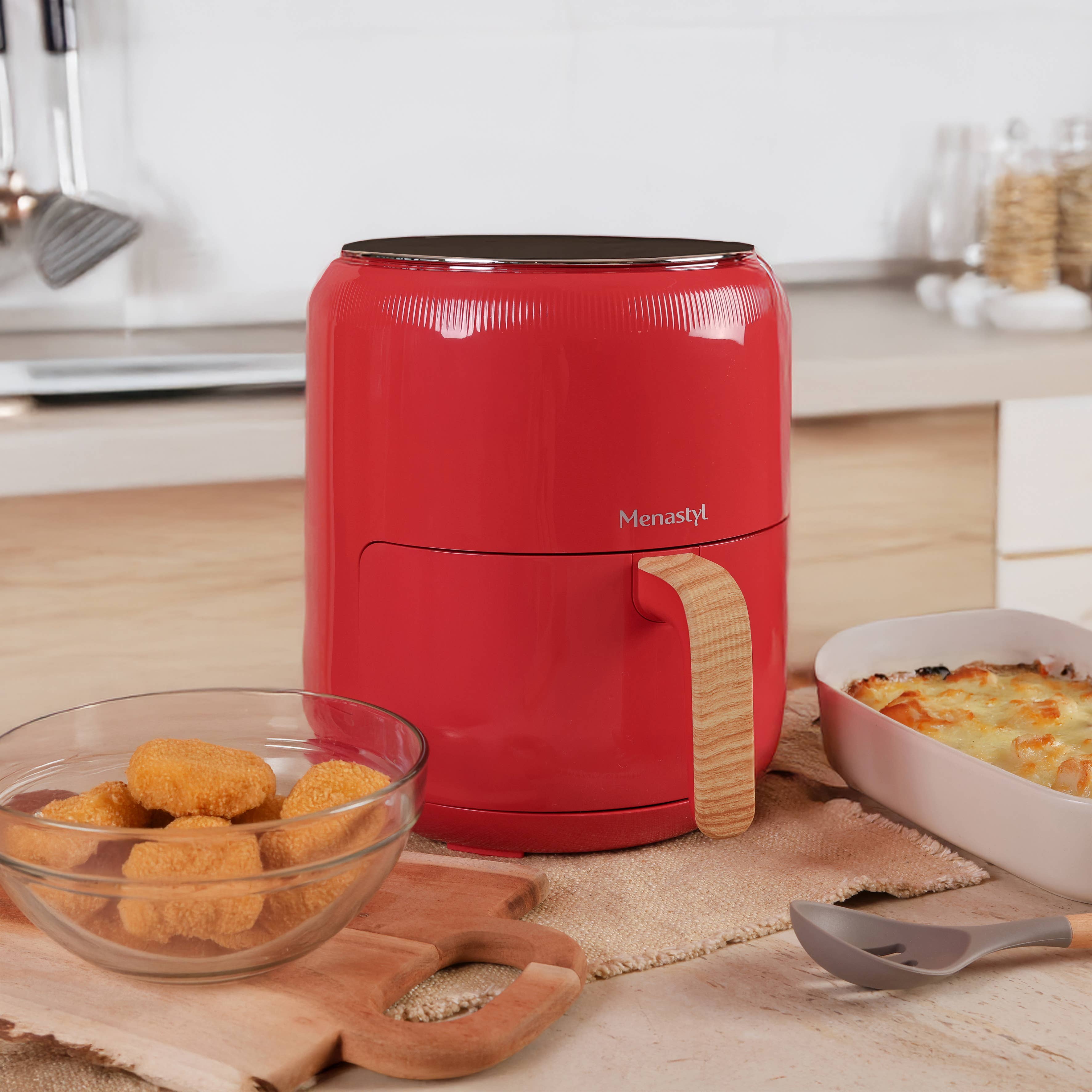 Menastyl - Wholesale Kitchen Appliance - Oil-free fryer 4.5l colorama magenta wood effect handle2