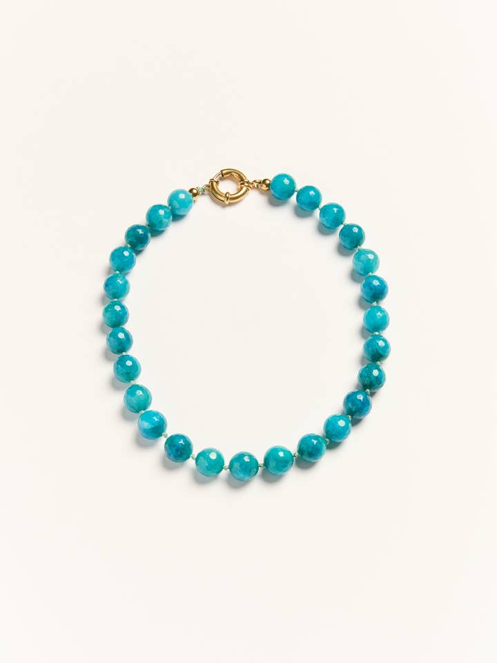 Collier ras de cou Celestial Blue en pierres d'agate pour la vente par Palas