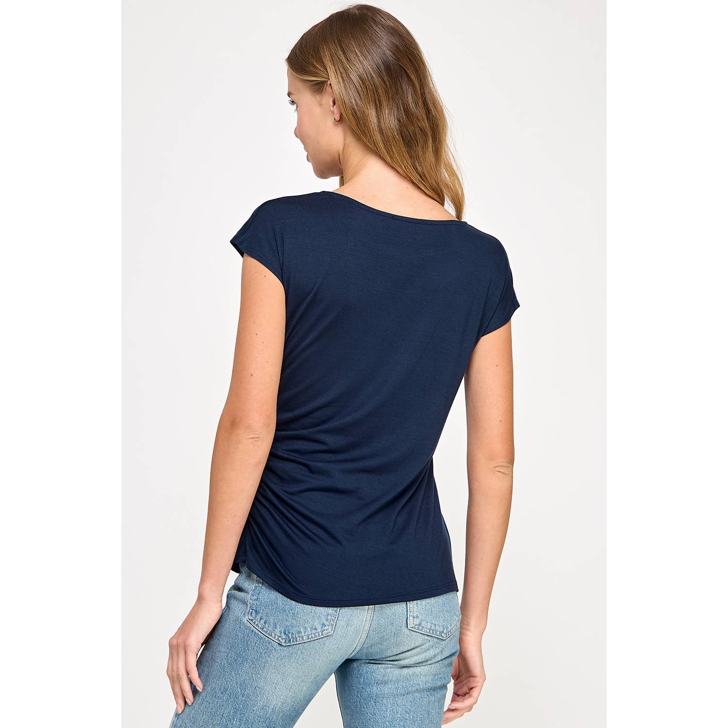 Heimious - Wholesale T-Shirt - Women's - One Side Ruched Cap Sleeve Top, T84312
