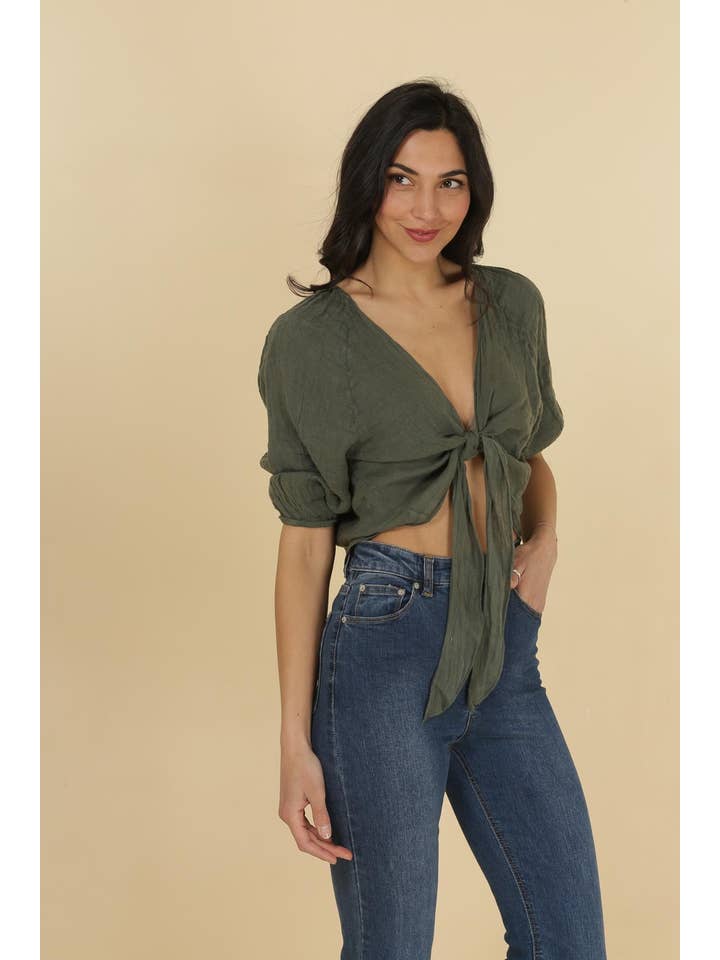 la maison des fibres naturelles - Wholesale Blouse - Women's - Linen wrap top 621286 100% linen