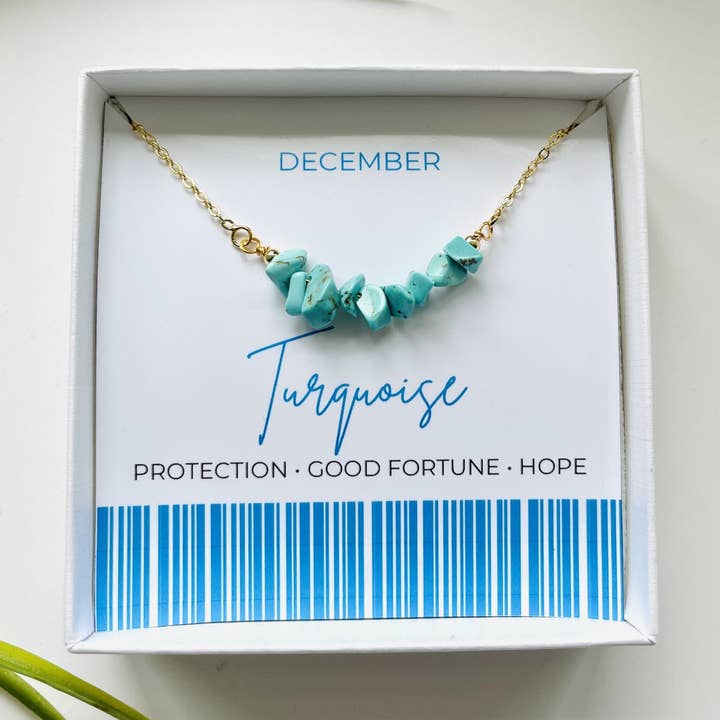 Turquoise - Collier Pierre de naissance de décembre pour la vente par Colour Addict Jewellery