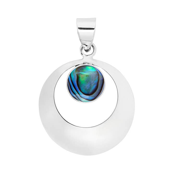 Stunning Abalone Round Pendant (USA-DDP) for wholesale by Silver Jewellery Cavern Wholesale