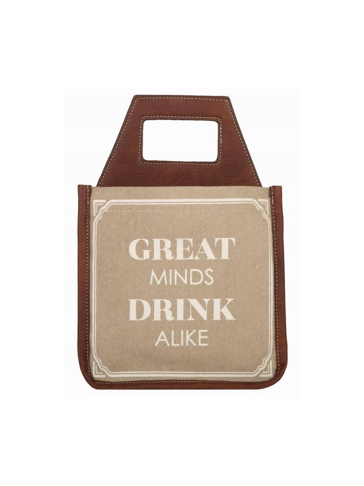 Great Minds Up-Cycled Canvas Beer/Wine Caddy for wholesale by Mona B.