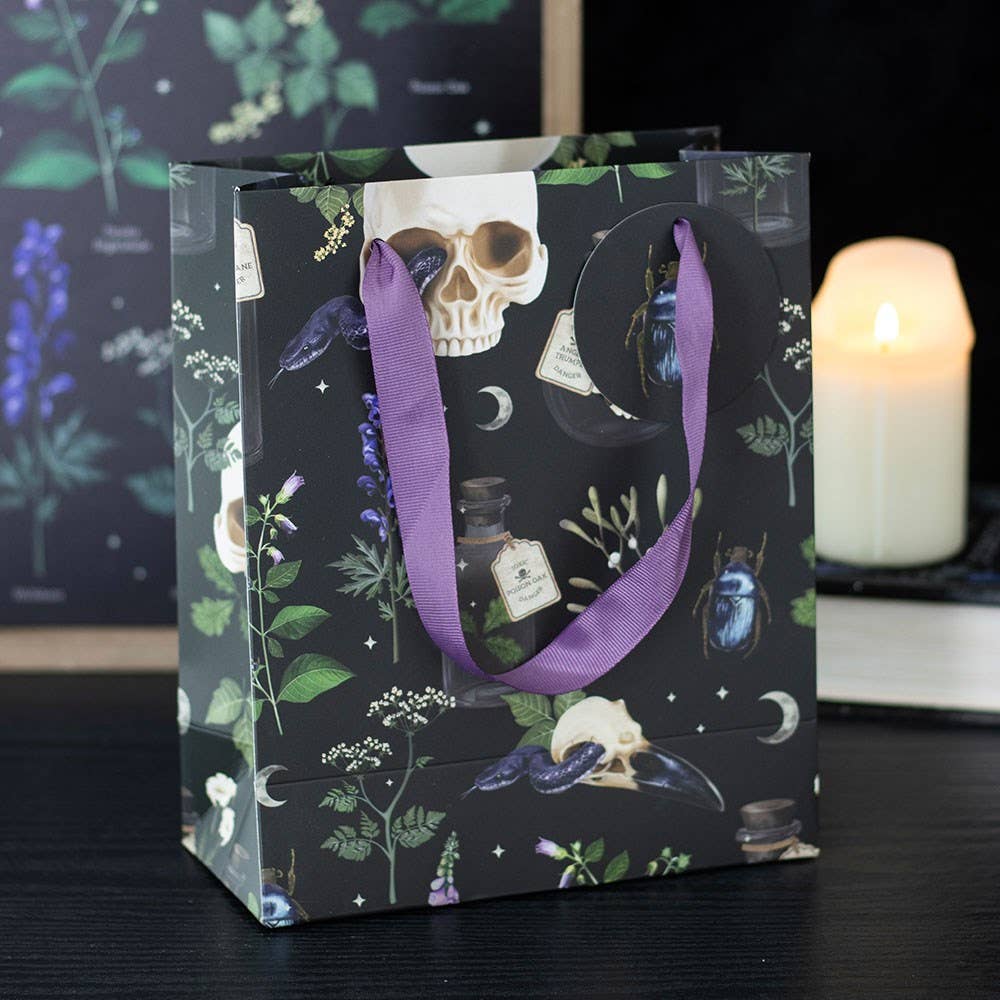 Something Different Wholesale – wholesale Gift bag – 23cm Medium Venom & Vines Gothic Skull Print Gift Bag0