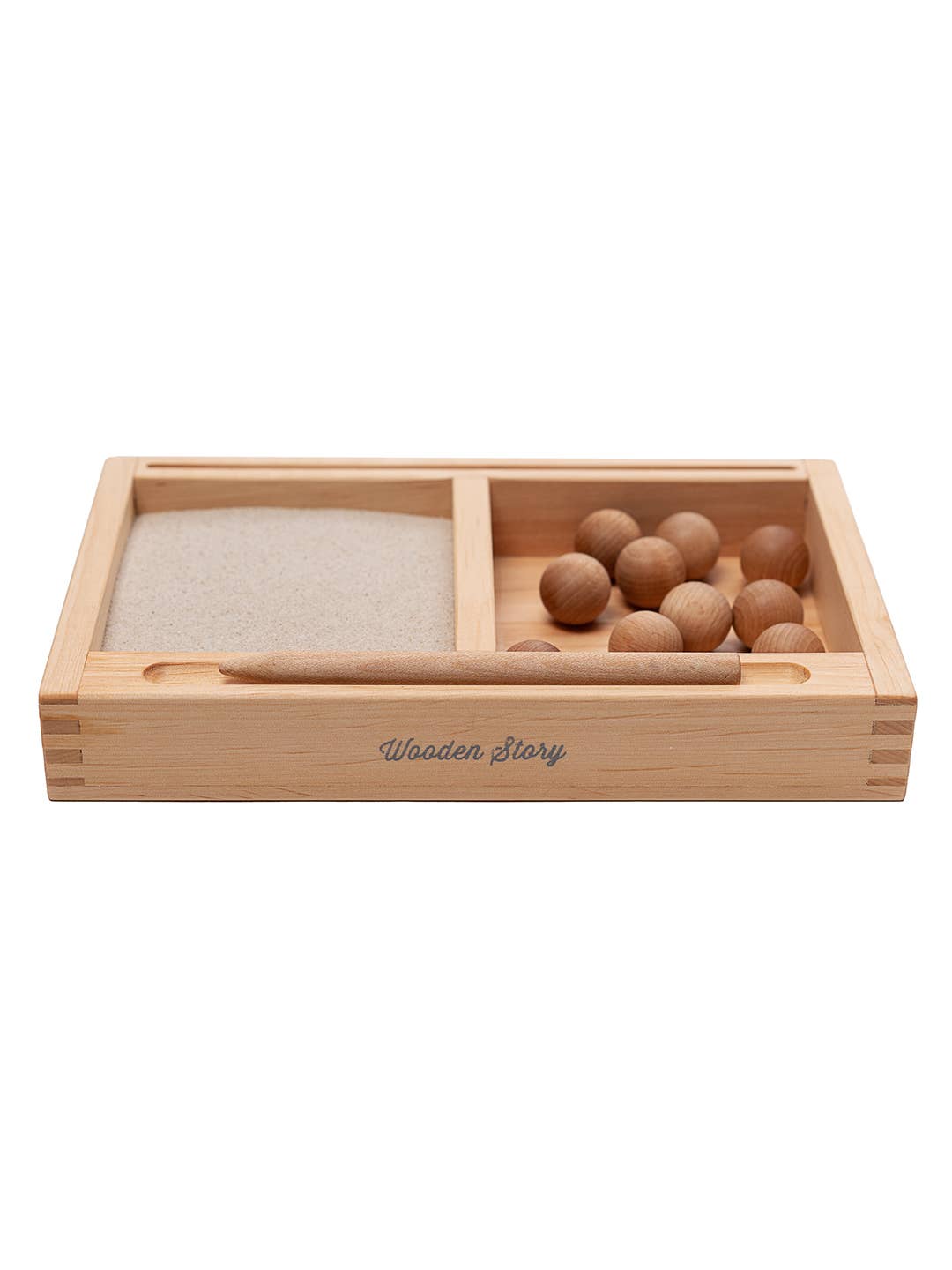 Living Refinery - Wholesale Wood Toy - Kids - Wooden Story - Montessori Sand Tray with Balls2