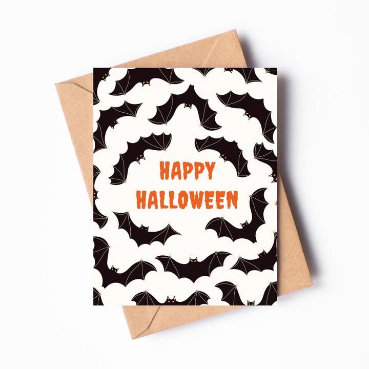 Oakwind Hollow - Vente Cartes d'Halloween - Carte de vœux Halloween Bats HW04 Spooky Happy Halloween1