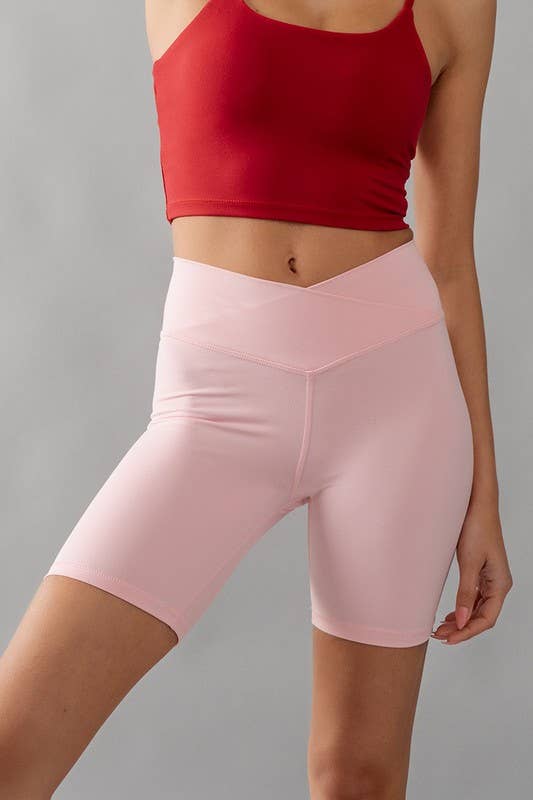 Urban Daizy - Wholesale Athletic Shorts - Women's - Cross Front High-Waisted Bike Shorts4