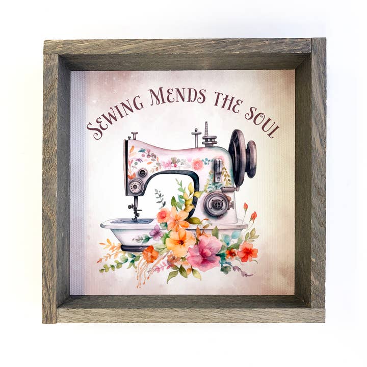 Sewing Mends the Soul Wall Art - Craft Room Canvas Art for wholesale by Hangout Home
