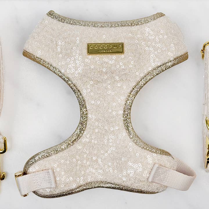 Limited Edition Sparkle Season Gold Adjustable Neck HARNESS for wholesale by Cocopup London