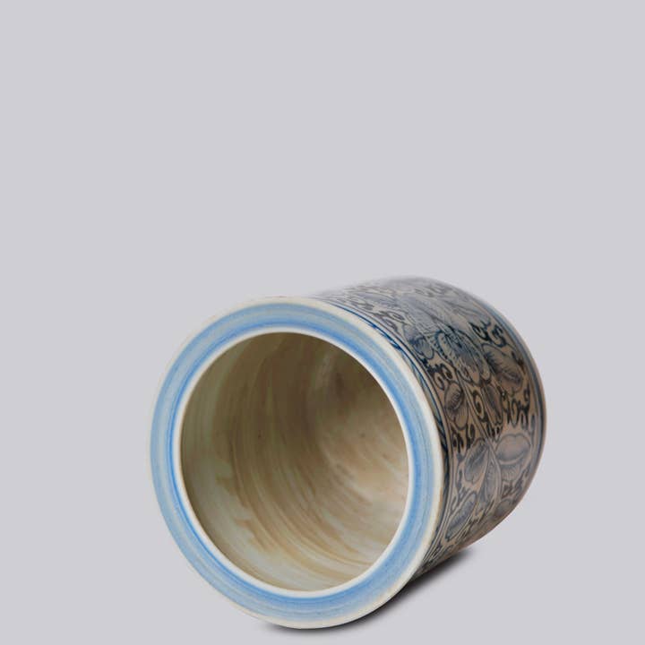 Cobalt Guild - Wholesale Decorative Jar - Rustic Rose Blue & White Porcelain Cachepot