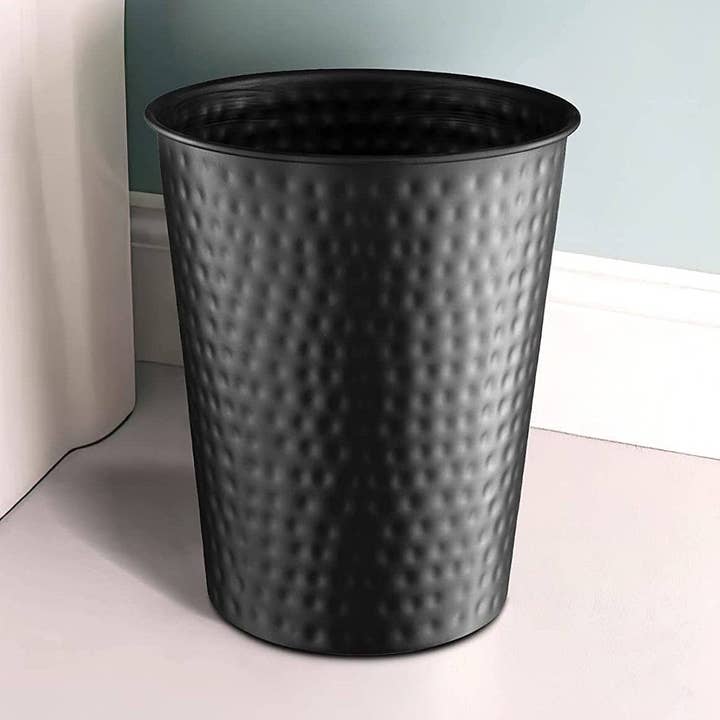 Hand Hammered Metal 10 inch Wastebasket Trash Can for wholesale by Monarch Abode