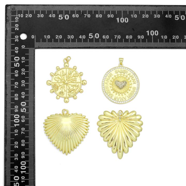 BestBeads&Beyond - Wholesale Individual Charm/Pendant - Large Spike Coin, Heart Charm Pendant, Sku#LK12891