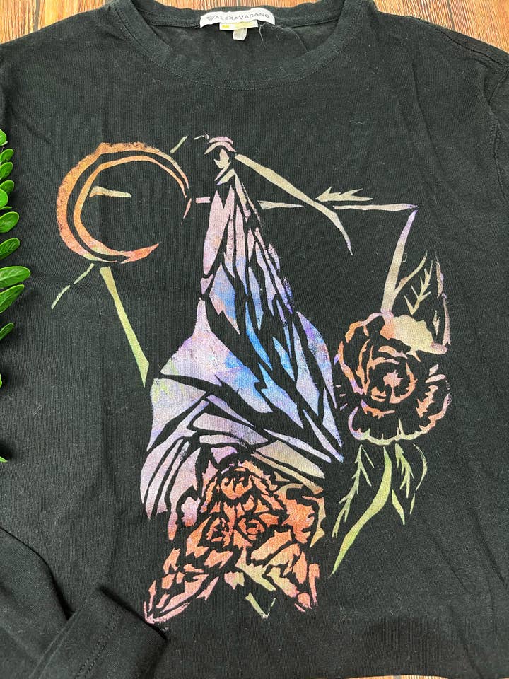 Bat Hand Painted Bamboo Long Sleeve for wholesale by Third Wolf Designs