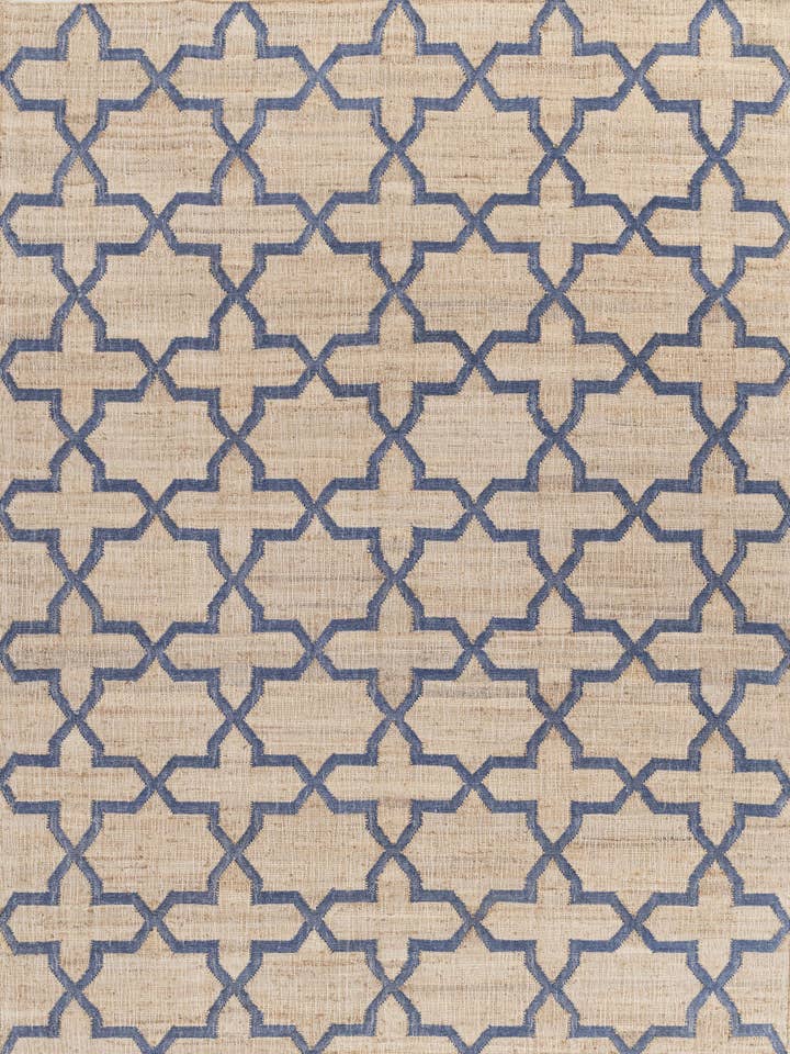 Natural Jute Navy Blue Geometric Quality Handmade Rug TN-69 for wholesale by Aesthetic Homes LLC