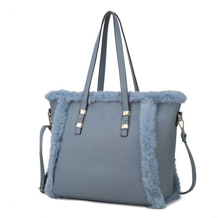 MKF Collection - Wholesale Tote Bag - Women's - Liza Vegan Leather with faux fur Women Tote Bag by Mia K10