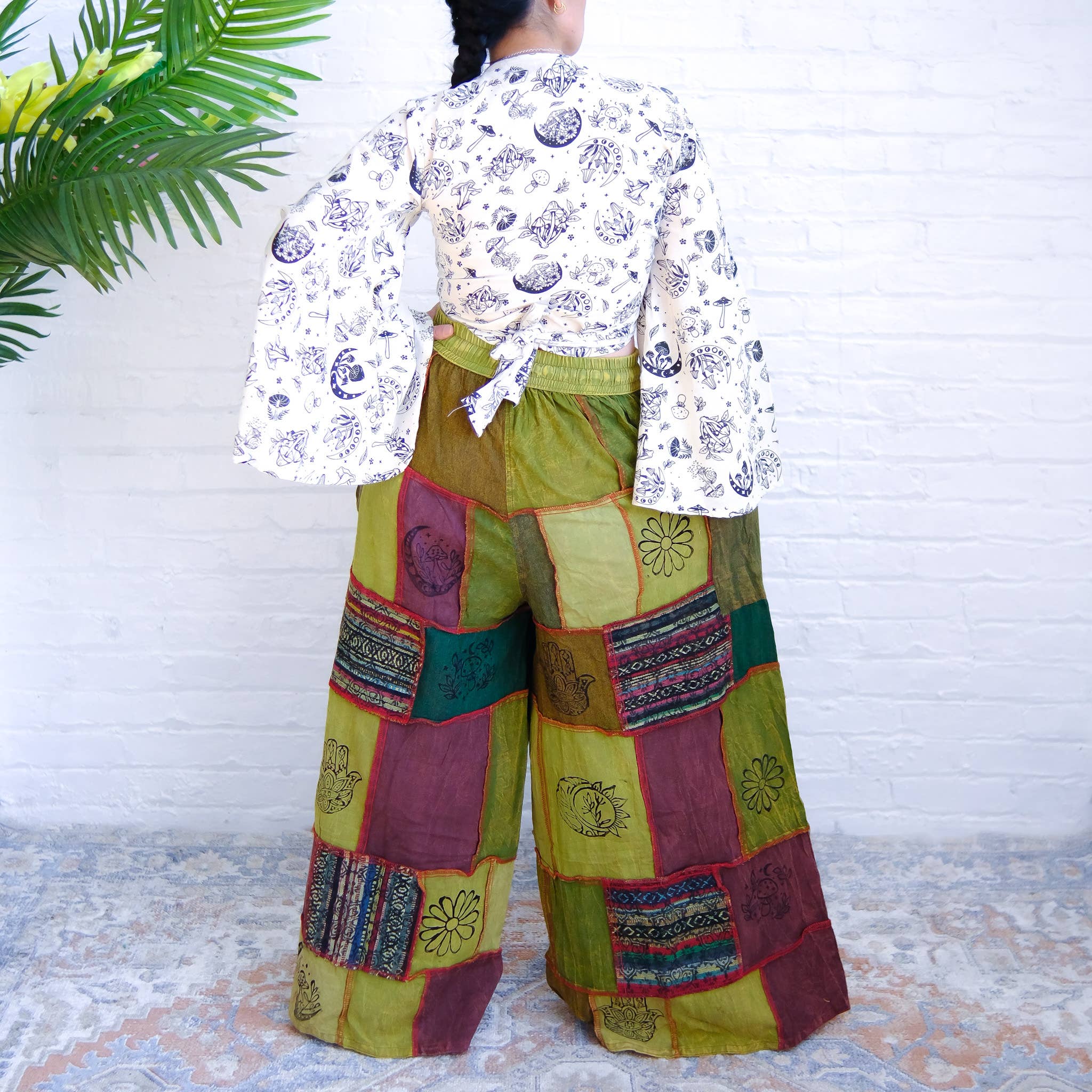 Karma Nepal Crafts - Wholesale Pants - Women's - Cotton Patchwork Wide Leg Boho Pants8