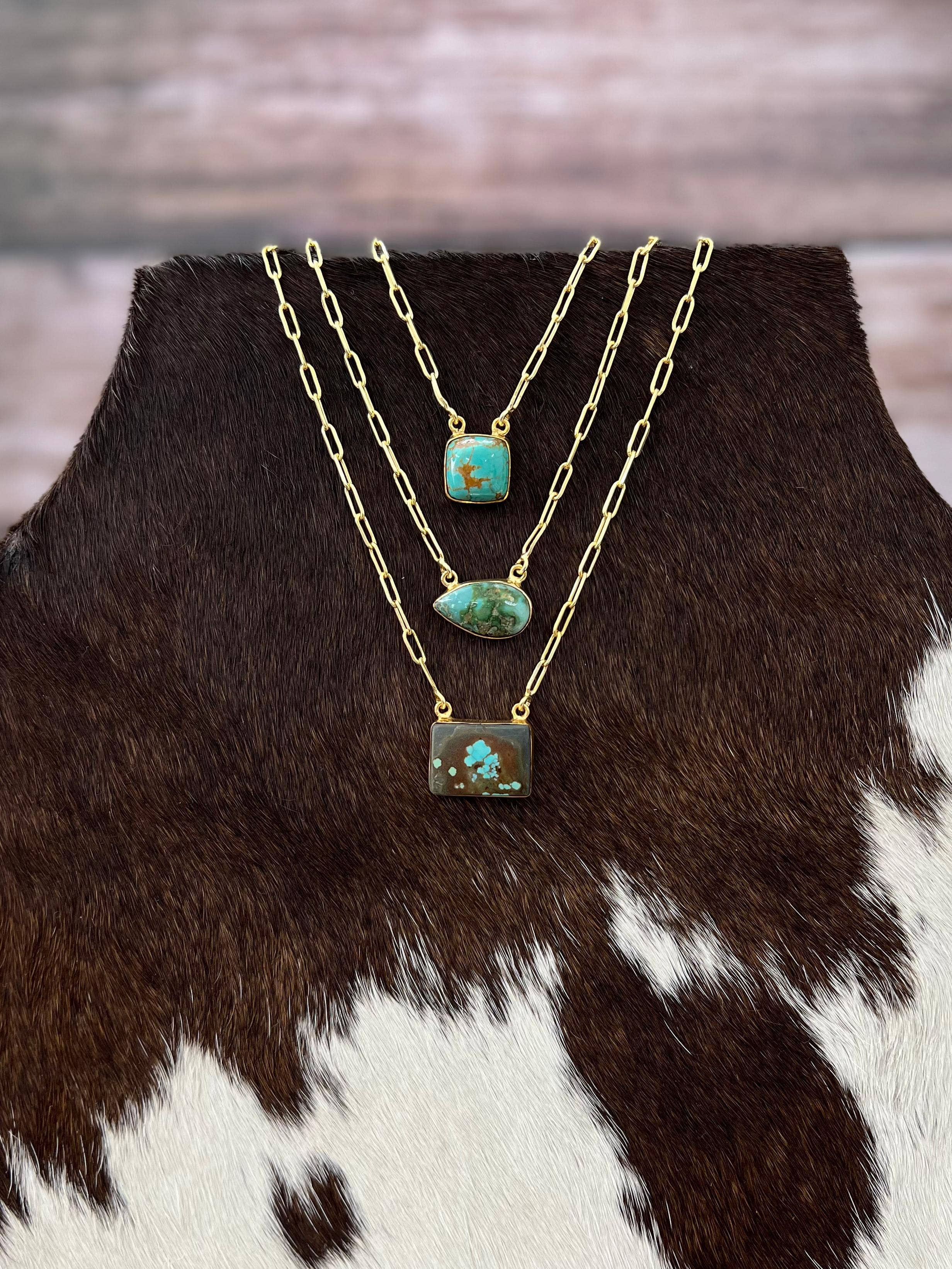 Nizhonitradersllc - Wholesale Pendant/Charm Necklace - "THE GOLDEN COLLECTION" Handmade Natural Kingman Turquoise, Sonoran Mountain Turquoise, Number 8 Gold Plated Necklace (3)2