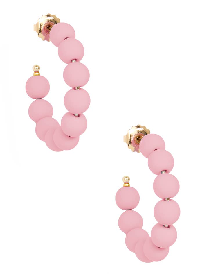 Small Matte Beaded Resin C-Shape Hoop Earring for wholesale by ZENZII Jewelry