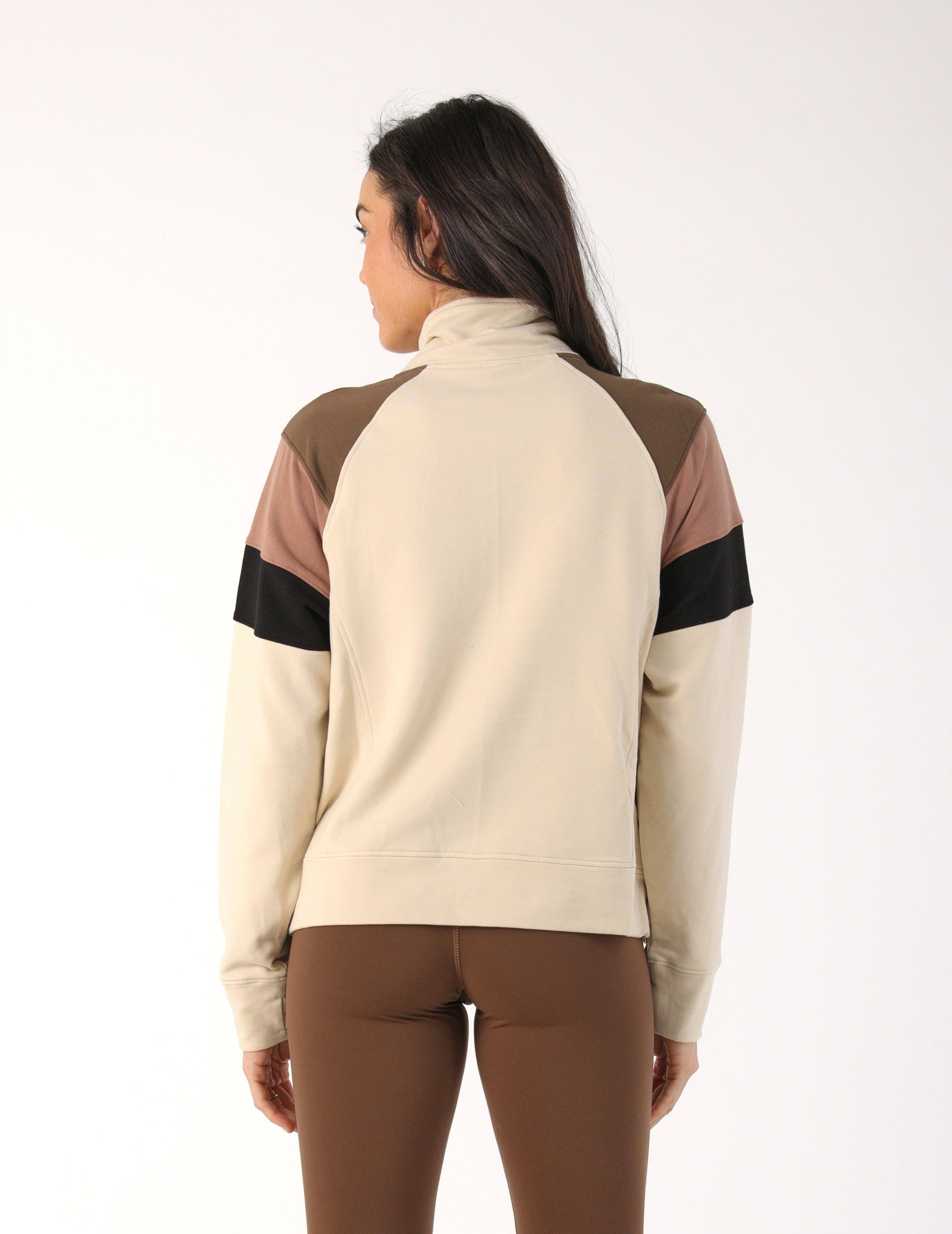 Oatmilk Chocolate Latte Black Daily Scuba 1/4 Zip: Oatmilk/Chocolate/Latte/Black for wholesale on Faire2