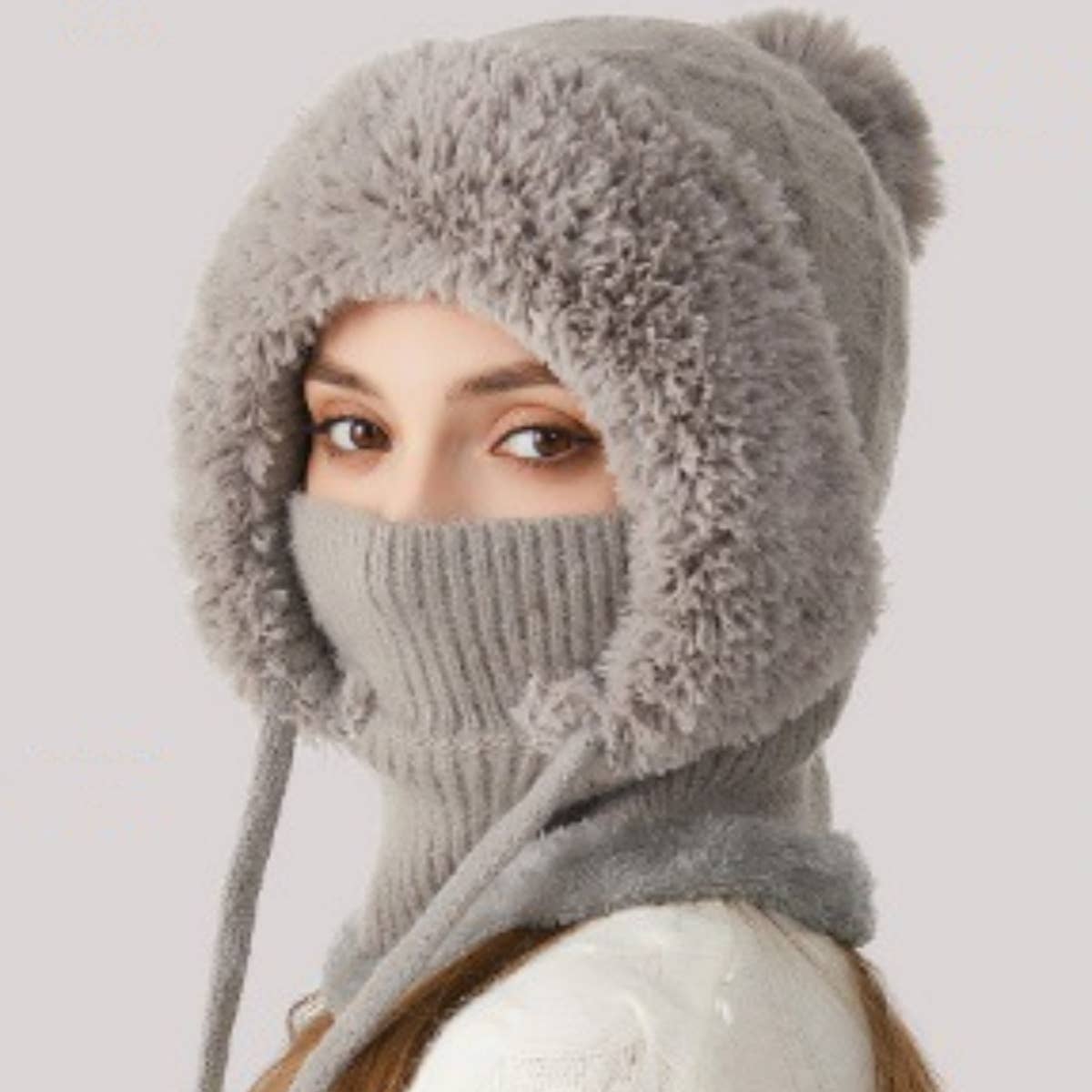 NINEXIS - Wholesale Hat Accessory - Women's - CWAH2208_KNITTED WINTER FLEECE OUTDOOR HAT NECK SET8