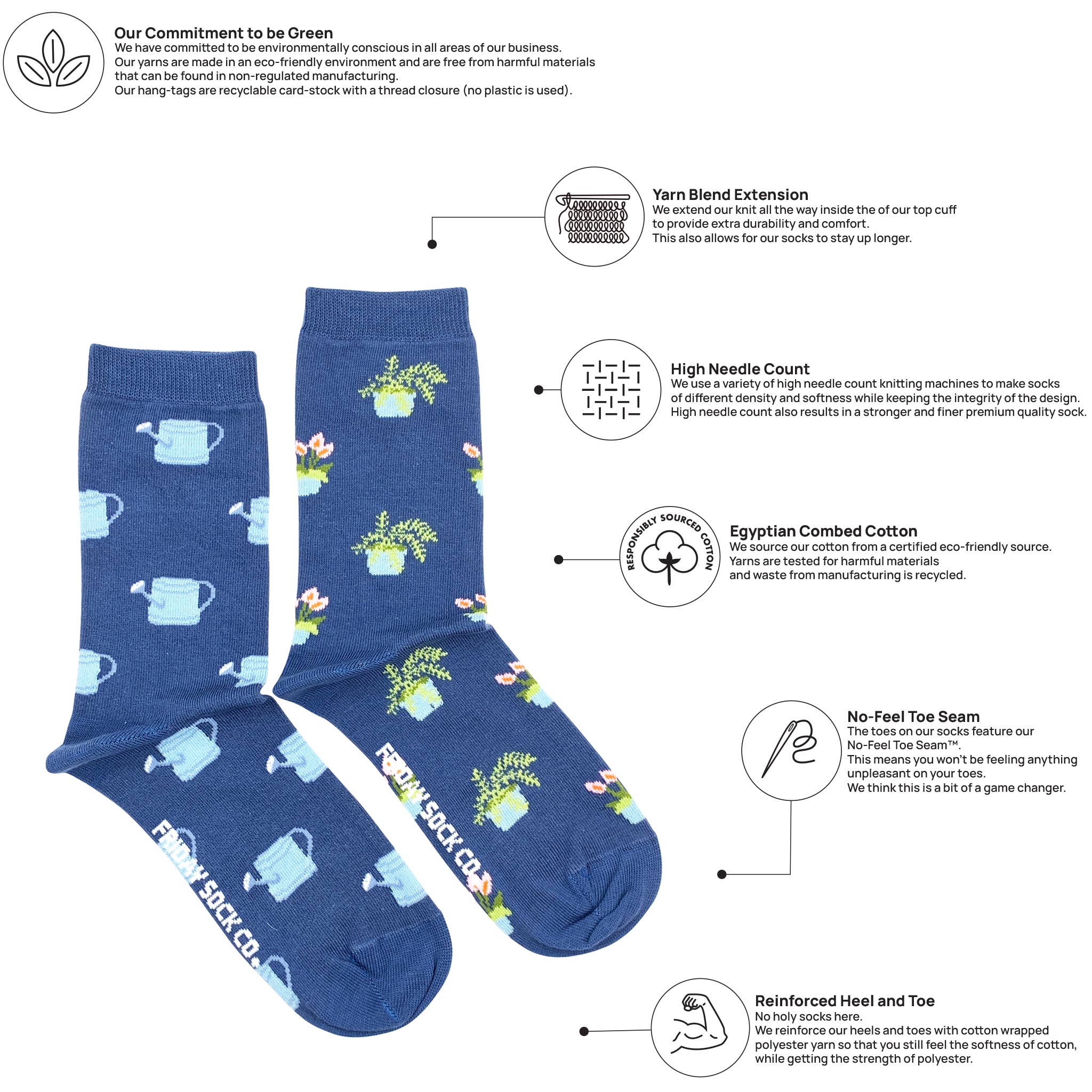 Friday Sock Co. - Wholesale Socks - Women's - Women's Plant & Watering Can Socks1