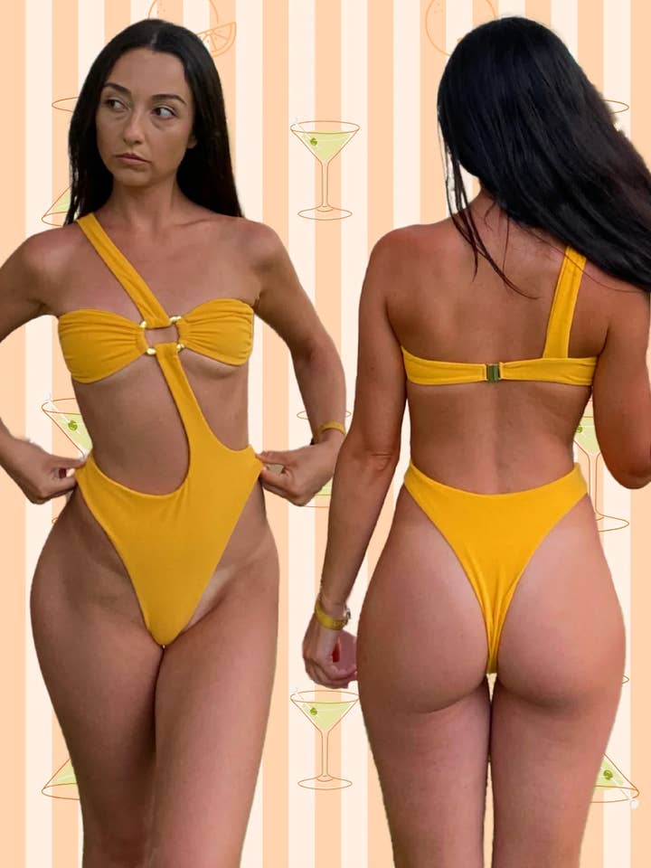 Asymetric Wave Ring One Piece - orange for wholesale by Happi Little Life