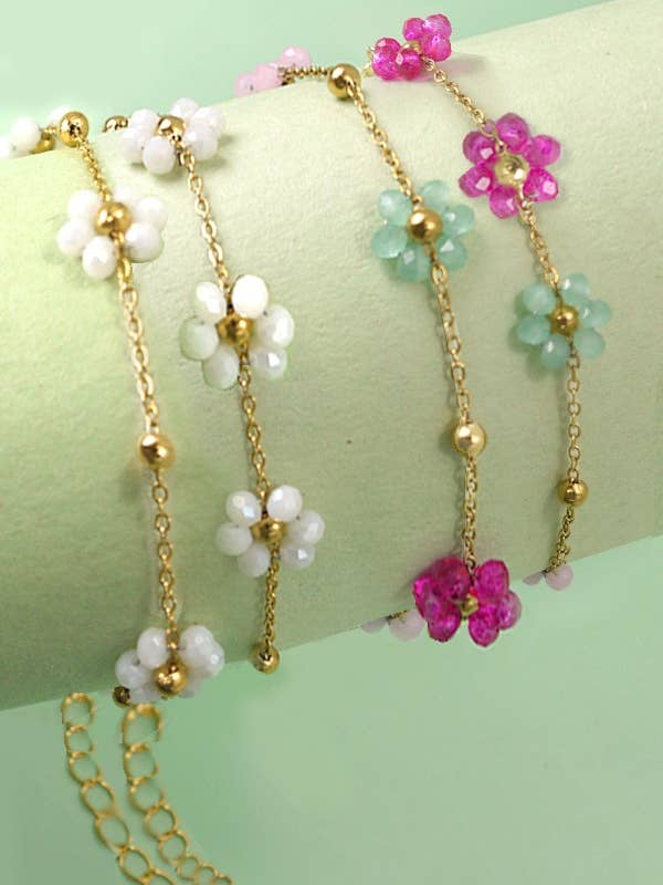 SUMMER MULTI BEADED FLOWER CHARM BRACELETS | 40B108 for wholesale by JOSSLYN by wall to wall
