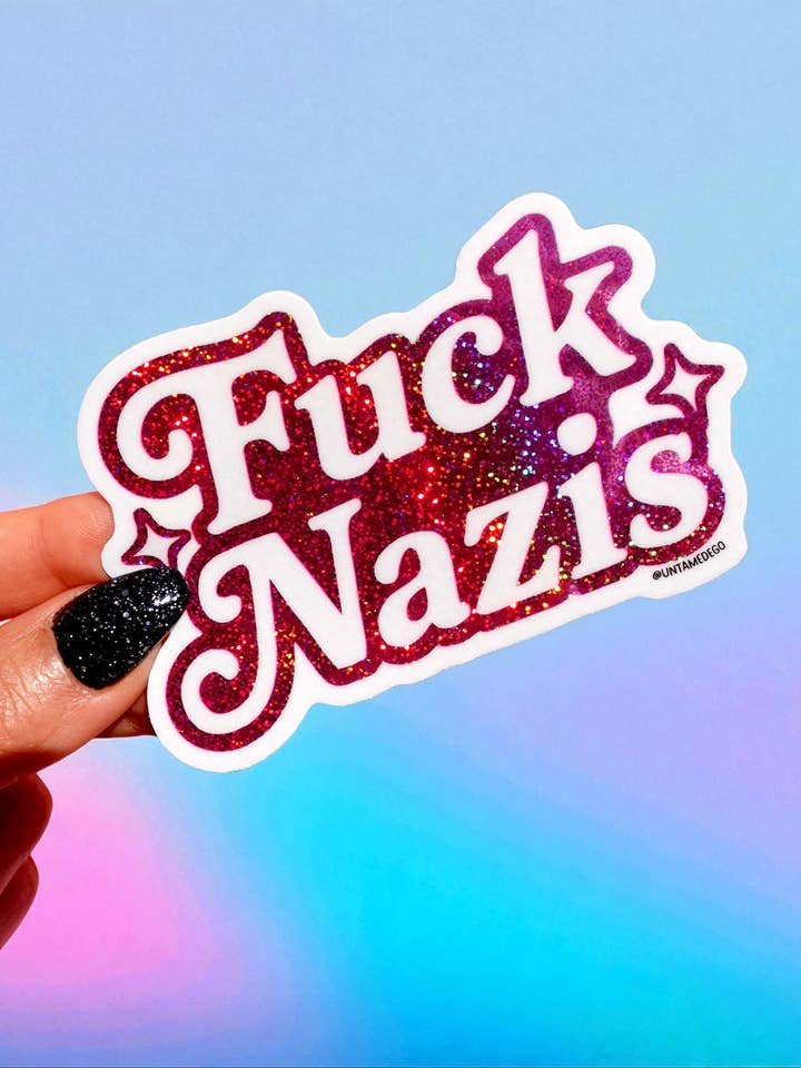 Sticker en vinyle pailleté – F*ck les nazis pour la vente par Untamedego LLC