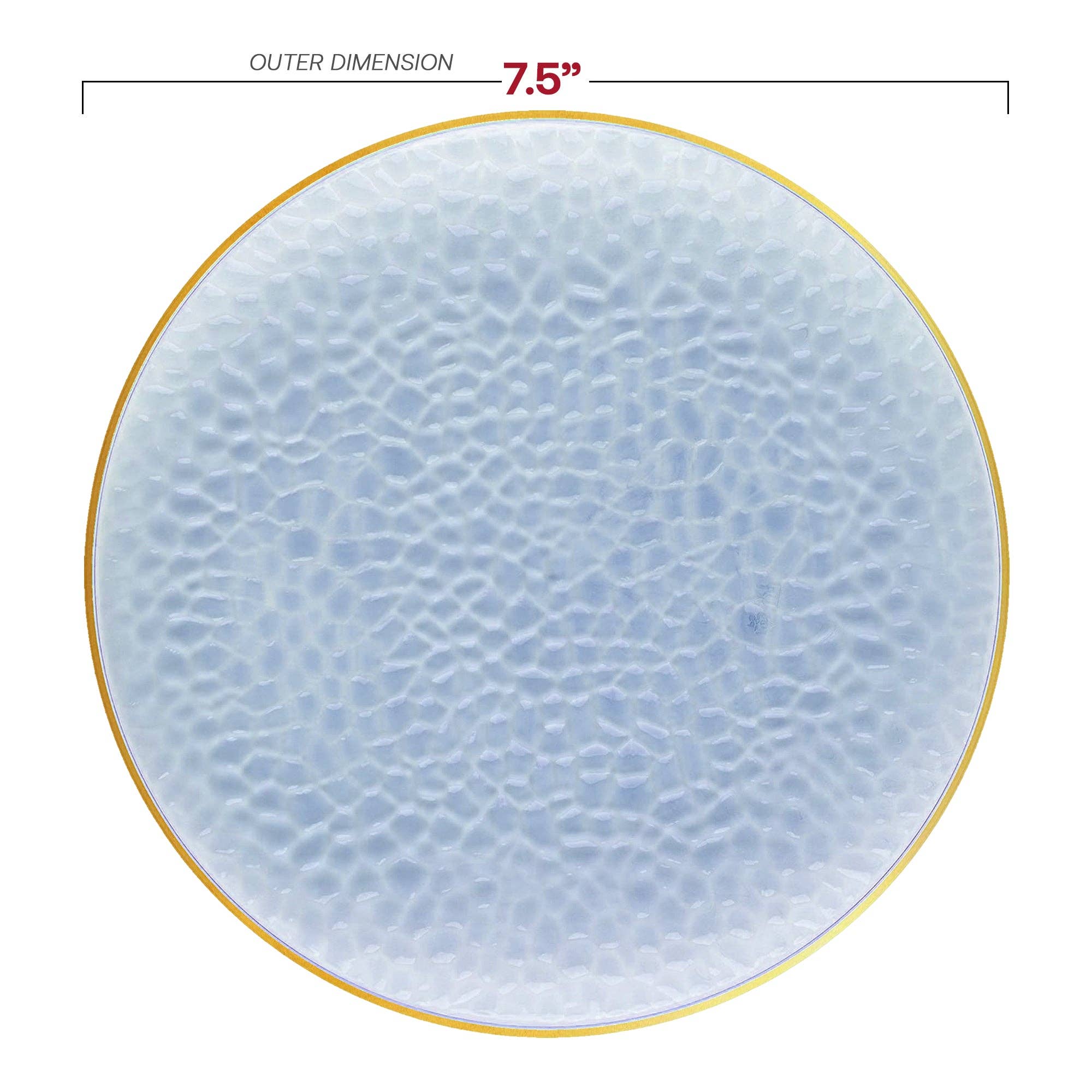 Smarty had a Party – wholesale Disposable plate – 7.5" Clear Blue w/ Gold Rim Plastic Salad Plates - 10 pcs2