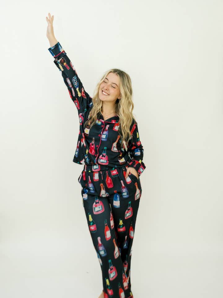 Conjunto de pijama negro champán para venta al por mayor de Magnolia Charms