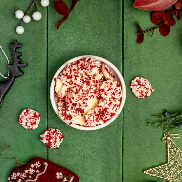 Candy Cane Nonpareils for wholesale by Enjou Chocolat